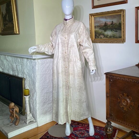 Vintage Linda Lundstrom 1980’s Snakeskin Maxi Trench Coat - Picture 2 of 13